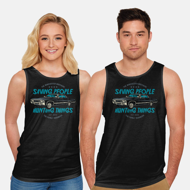 Saving People And Hunting Things-Unisex-Basic-Tank-gorillafamstudio