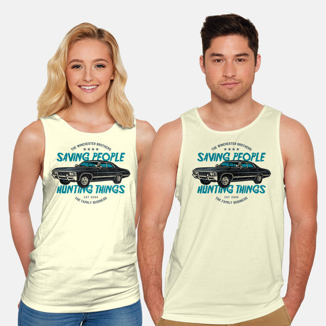 Saving People And Hunting Things-Unisex-Basic-Tank-gorillafamstudio