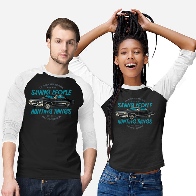 Saving People And Hunting Things-Unisex-Baseball-Tee-gorillafamstudio