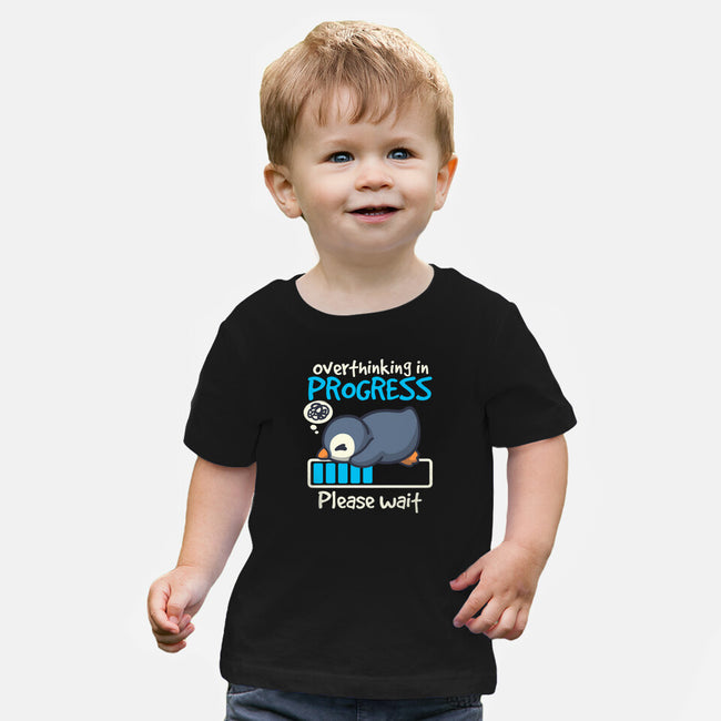 Penguin Overthinking In Progress-Baby-Basic-Tee-NemiMakeit