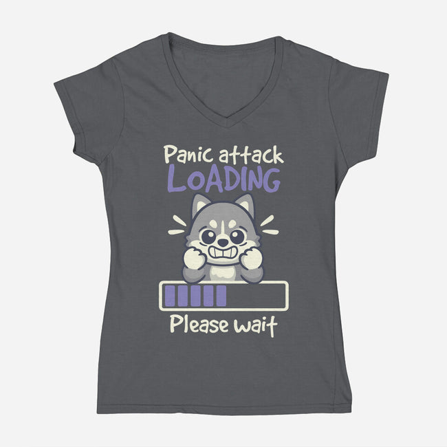 Panic Attack Loading-Womens-V-Neck-Tee-NemiMakeit