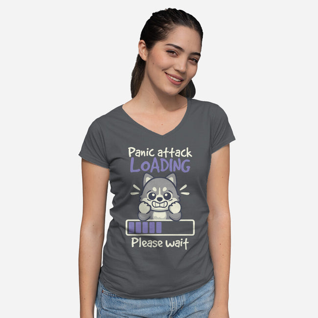 Panic Attack Loading-Womens-V-Neck-Tee-NemiMakeit