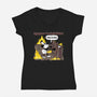 Everything's Fine On The Steamboat-Womens-V-Neck-Tee-rocketman_art