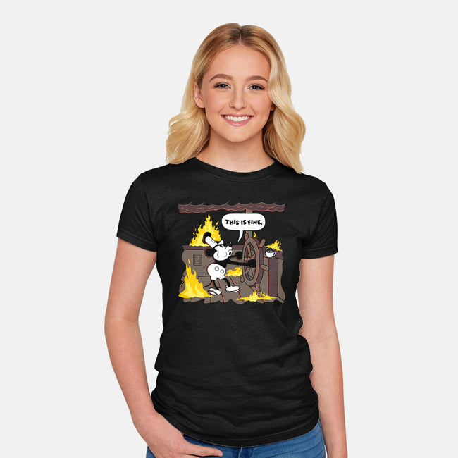 Everything's Fine On The Steamboat-Womens-Fitted-Tee-rocketman_art