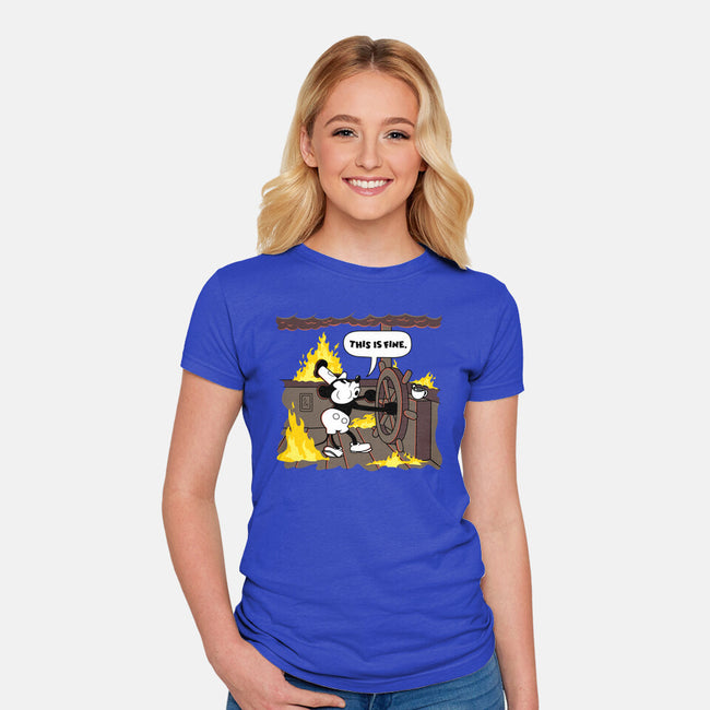 Everything's Fine On The Steamboat-Womens-Fitted-Tee-rocketman_art