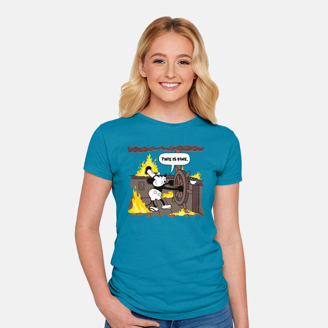 Everything's Fine On The Steamboat-Womens-Fitted-Tee-rocketman_art