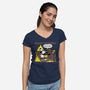 Everything's Fine On The Steamboat-Womens-V-Neck-Tee-rocketman_art