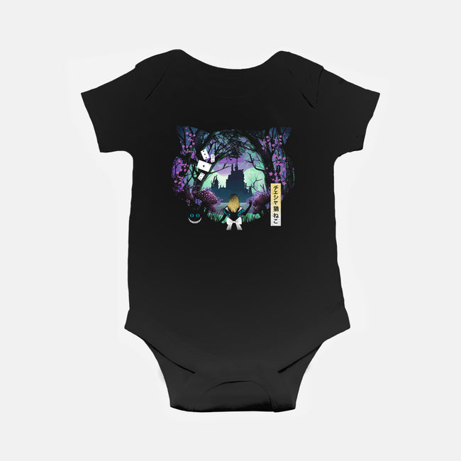 Wonderland Cat-Baby-Basic-Onesie-dandingeroz