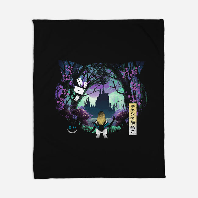 Wonderland Cat-None-Fleece-Blanket-dandingeroz