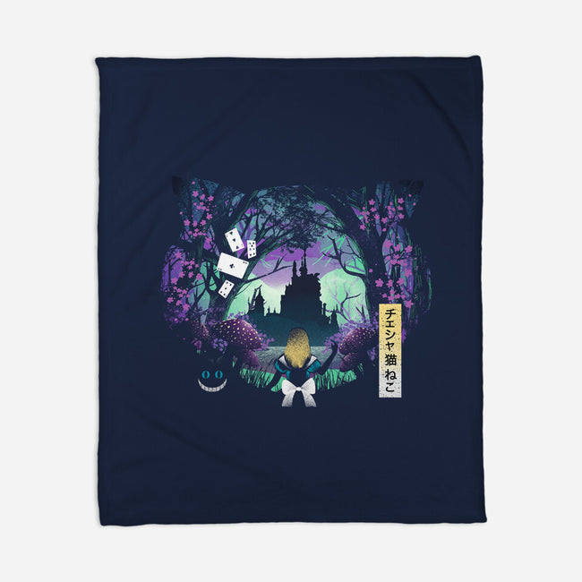 Wonderland Cat-None-Fleece-Blanket-dandingeroz