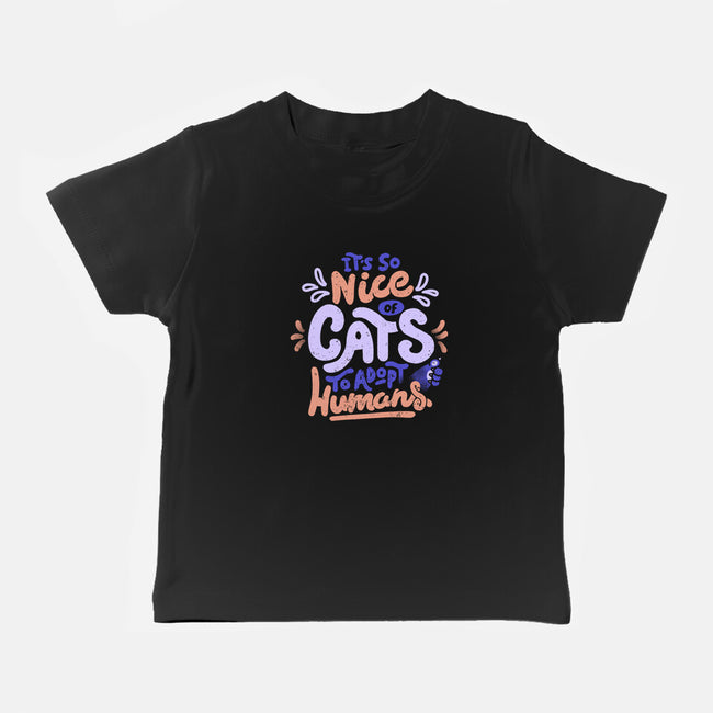 Cats Adopt Humans-Baby-Basic-Tee-tobefonseca