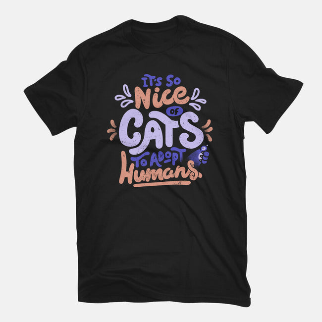 Cats Adopt Humans-Womens-Basic-Tee-tobefonseca