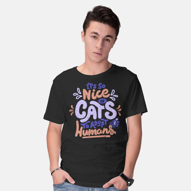 Cats Adopt Humans-Mens-Basic-Tee-tobefonseca