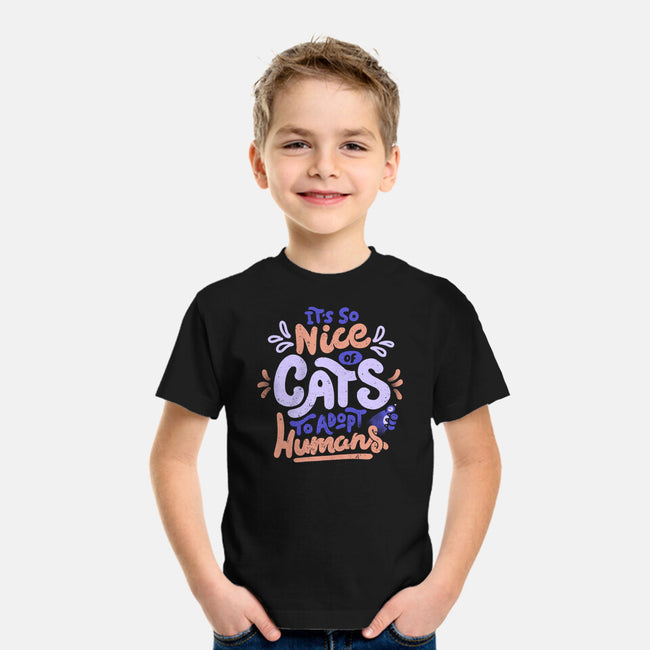 Cats Adopt Humans-Youth-Basic-Tee-tobefonseca