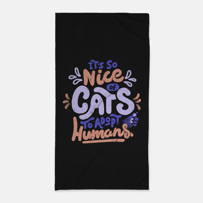 Cats Adopt Humans-None-Beach-Towel-tobefonseca