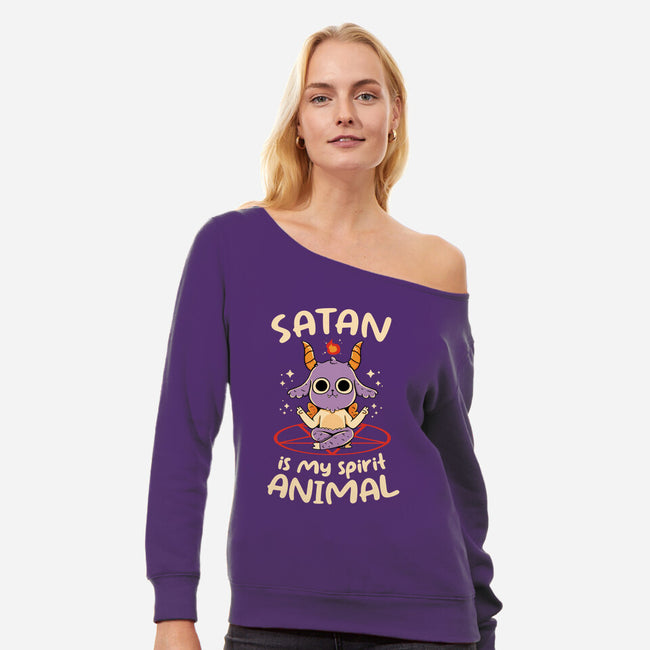 Satan Is My Spirit Animal-Womens-Off Shoulder-Sweatshirt-tobefonseca