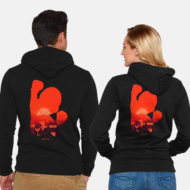 Mario Landscape-Unisex-Zip-Up-Sweatshirt-MaxoArt