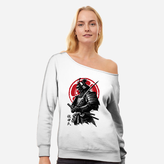 Samurai Clan Oda-Womens-Off Shoulder-Sweatshirt-DrMonekers