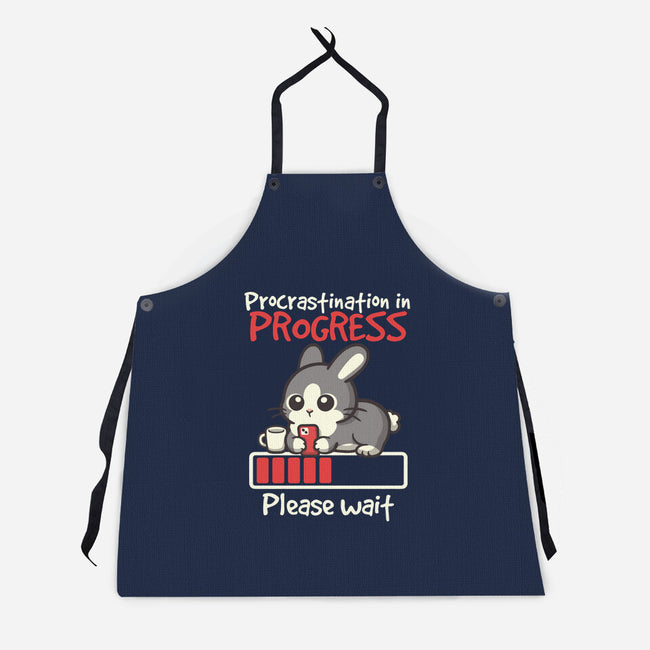 Bunny Procrastination In Progress-Unisex-Kitchen-Apron-NemiMakeit