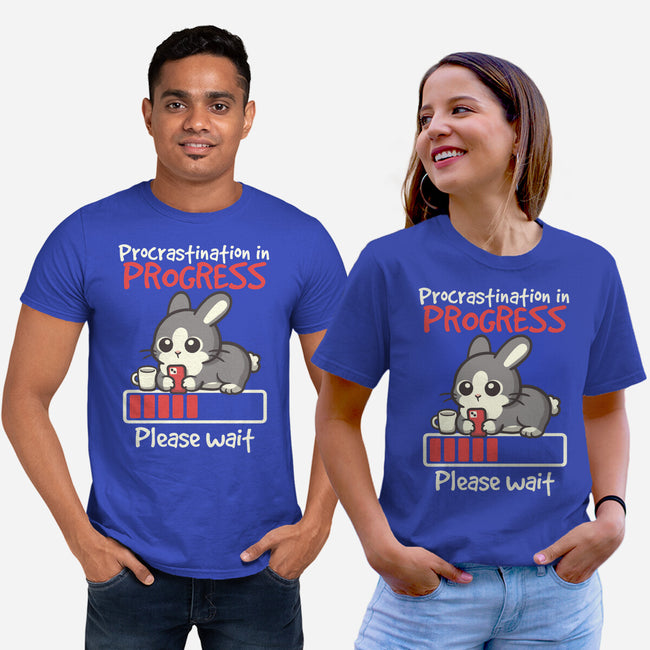 Bunny Procrastination In Progress-Unisex-Basic-Tee-NemiMakeit