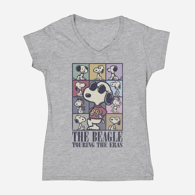 Eras Of The Beagle-Womens-V-Neck-Tee-kg07