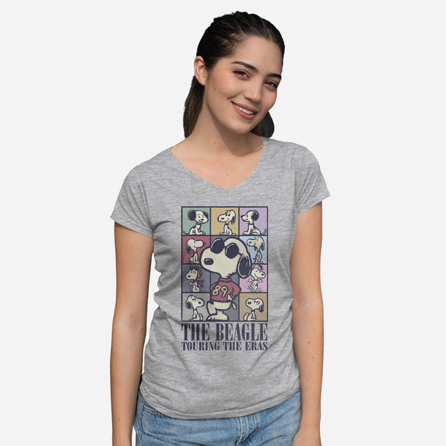 Eras Of The Beagle-Womens-V-Neck-Tee-kg07