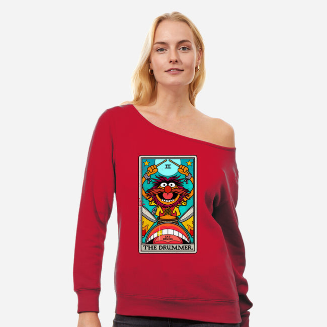 The Drummer-Womens-Off Shoulder-Sweatshirt-drbutler