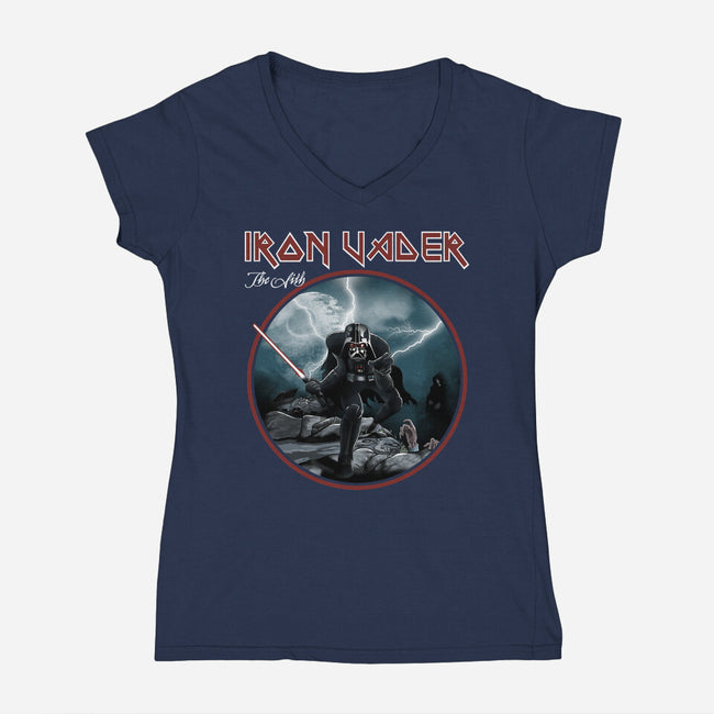 Iron Vader-Womens-V-Neck-Tee-retrodivision