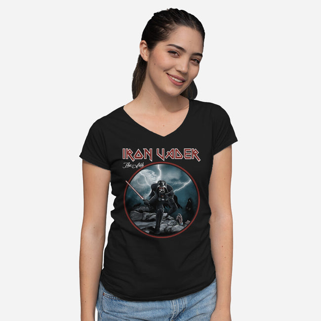 Iron Vader-Womens-V-Neck-Tee-retrodivision