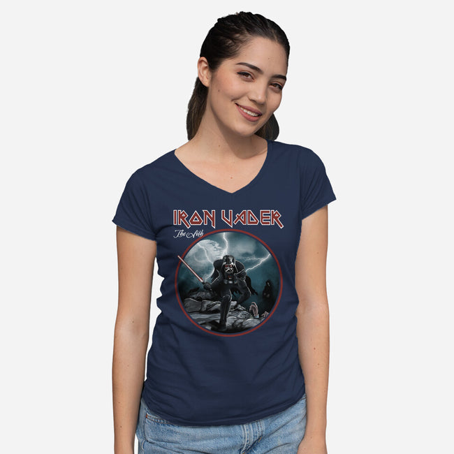 Iron Vader-Womens-V-Neck-Tee-retrodivision