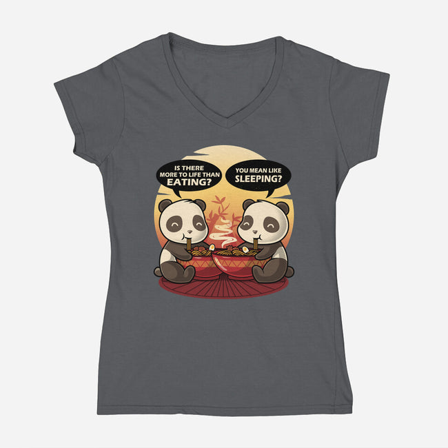 Panda Life-Womens-V-Neck-Tee-erion_designs