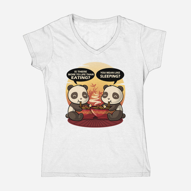 Panda Life-Womens-V-Neck-Tee-erion_designs