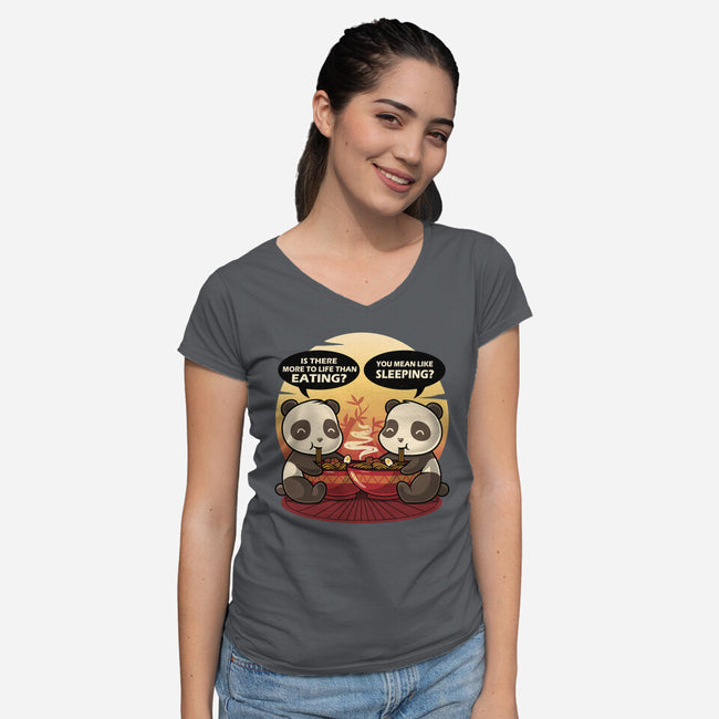 Panda Life-Womens-V-Neck-Tee-erion_designs