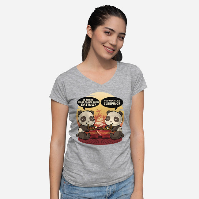 Panda Life-Womens-V-Neck-Tee-erion_designs