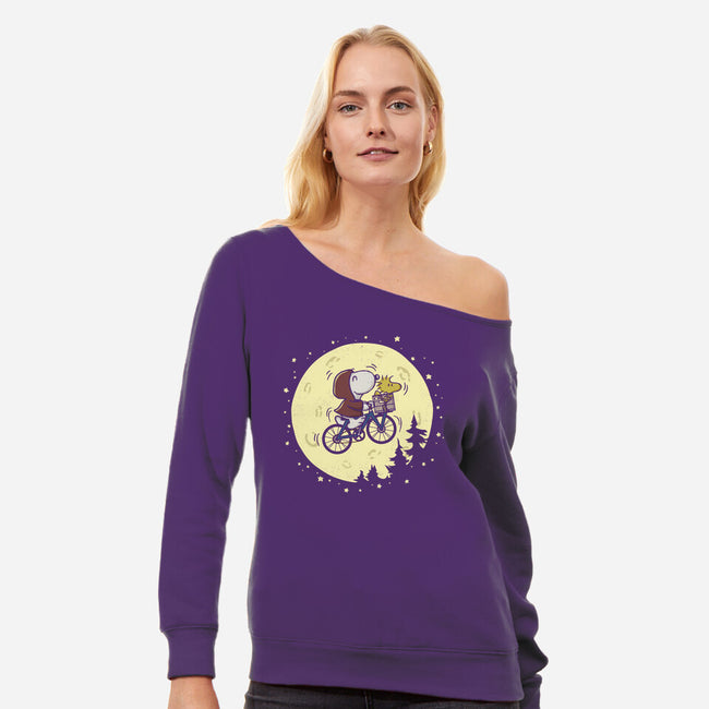 To The Moon-Womens-Off Shoulder-Sweatshirt-Xentee