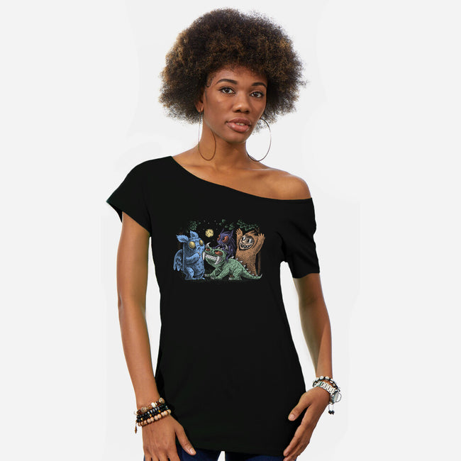 A Really Wild Rumpus-Womens-Off Shoulder-Tee-Aarons Art Room