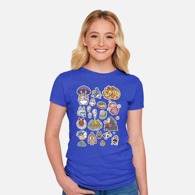 Ghibli Cuties-Womens-Fitted-Tee-demonigote