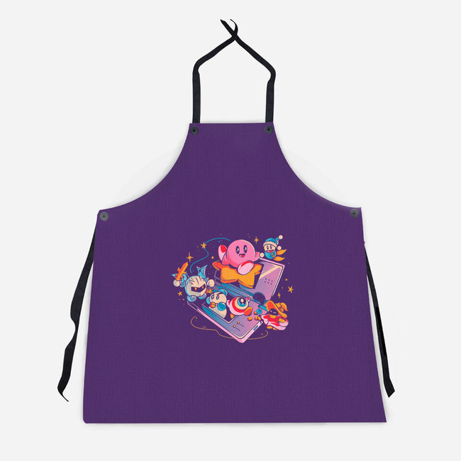 Pink Blob Game-Unisex-Kitchen-Apron-Arigatees