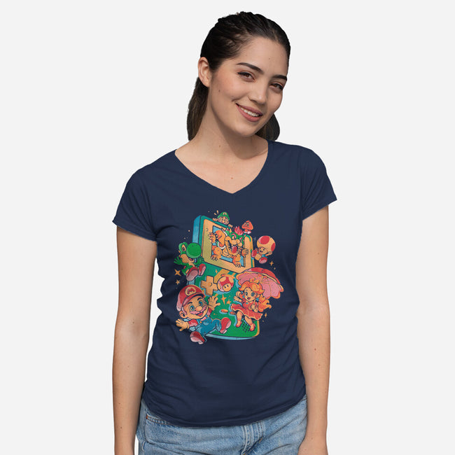 Plumber Game-Womens-V-Neck-Tee-Arigatees