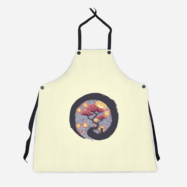 Sumie Starry Night Cat-Unisex-Kitchen-Apron-tobefonseca