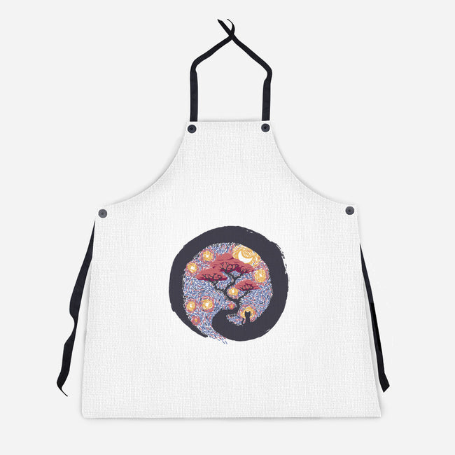 Sumie Starry Night Cat-Unisex-Kitchen-Apron-tobefonseca