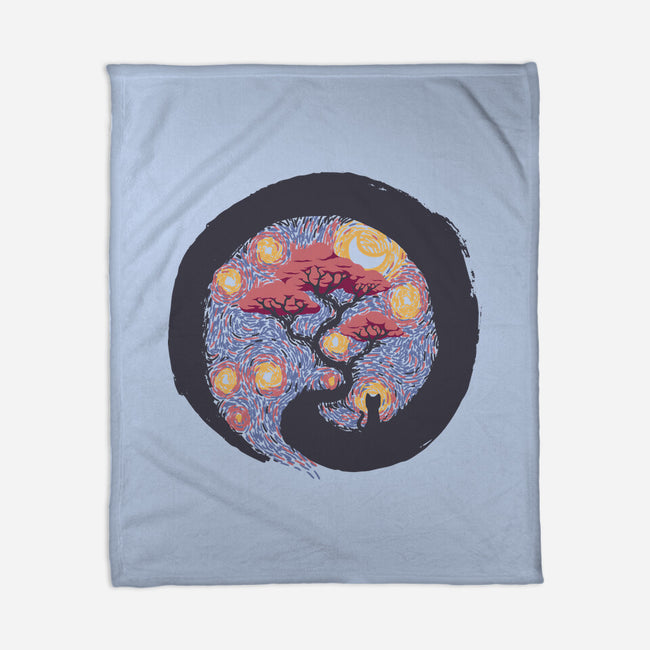 Sumie Starry Night Cat-None-Fleece-Blanket-tobefonseca