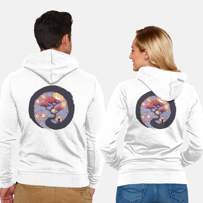 Sumie Starry Night Cat-Unisex-Zip-Up-Sweatshirt-tobefonseca