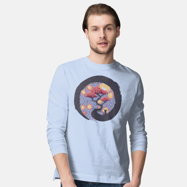 Sumie Starry Night Cat-Mens-Long Sleeved-Tee-tobefonseca