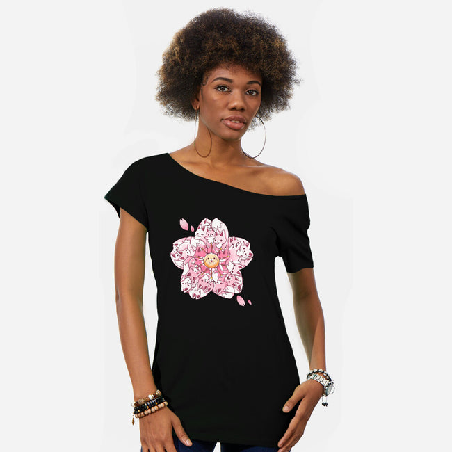 Sakura Foxes-Womens-Off Shoulder-Tee-Vallina84