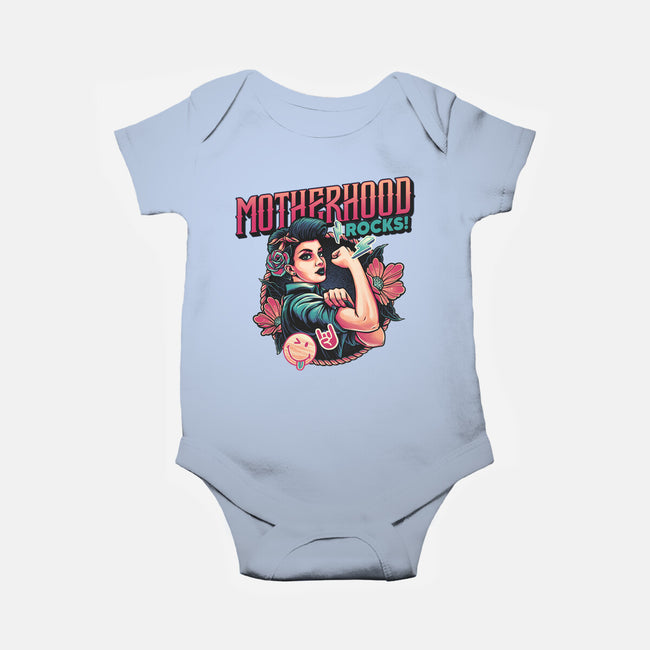 Motherhood Rocks-Baby-Basic-Onesie-momma_gorilla