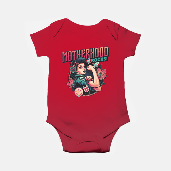 Motherhood Rocks-Baby-Basic-Onesie-momma_gorilla