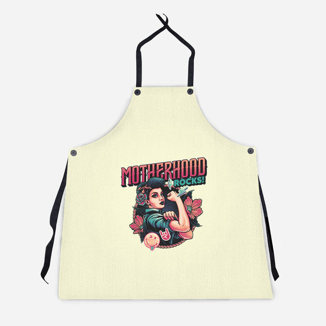 Motherhood Rocks-Unisex-Kitchen-Apron-momma_gorilla