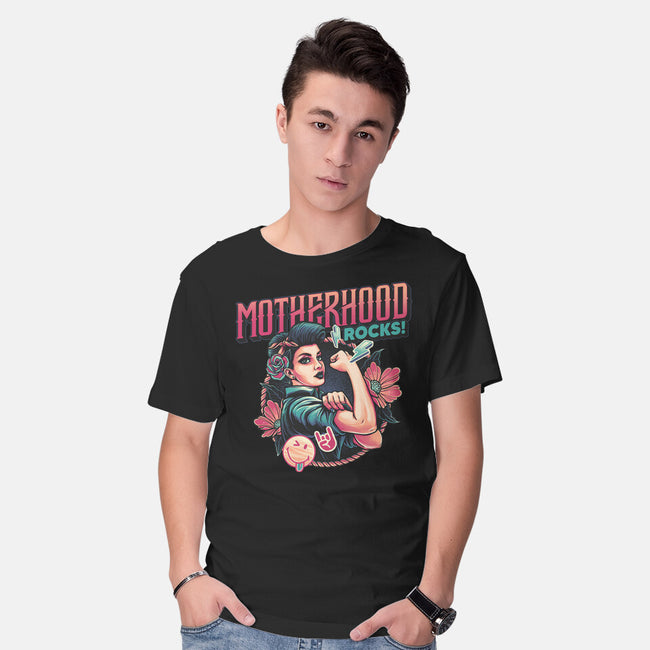 Motherhood Rocks-Mens-Basic-Tee-momma_gorilla