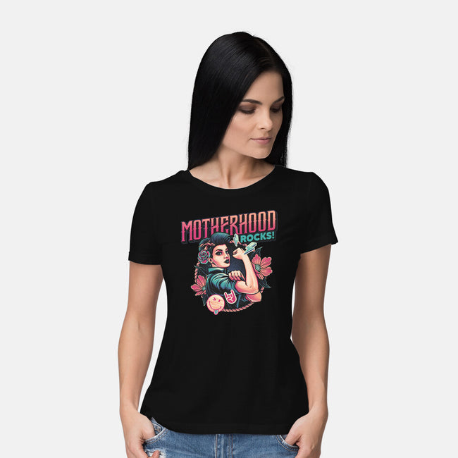 Motherhood Rocks-Womens-Basic-Tee-momma_gorilla